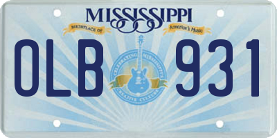 MS license plate OLB931