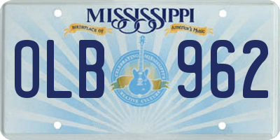 MS license plate OLB962