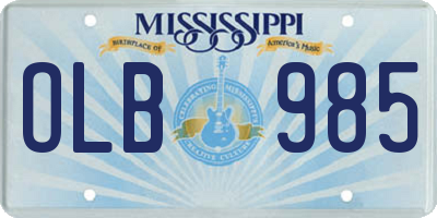 MS license plate OLB985
