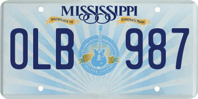 MS license plate OLB987