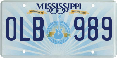 MS license plate OLB989