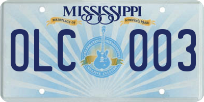 MS license plate OLC003
