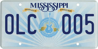 MS license plate OLC005