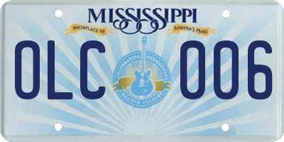 MS license plate OLC006