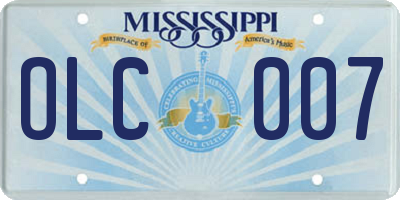 MS license plate OLC007