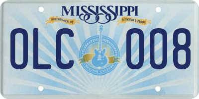 MS license plate OLC008