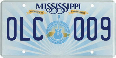 MS license plate OLC009