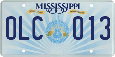 MS license plate OLC013