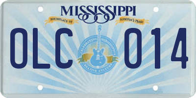 MS license plate OLC014