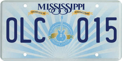 MS license plate OLC015