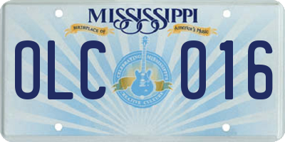 MS license plate OLC016