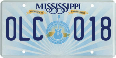 MS license plate OLC018