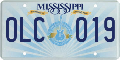 MS license plate OLC019