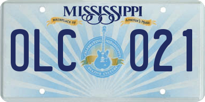 MS license plate OLC021
