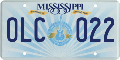 MS license plate OLC022