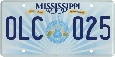 MS license plate OLC025