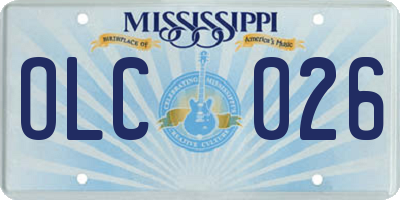 MS license plate OLC026