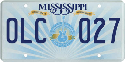 MS license plate OLC027
