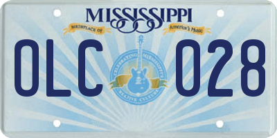 MS license plate OLC028