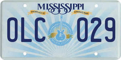MS license plate OLC029