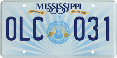 MS license plate OLC031