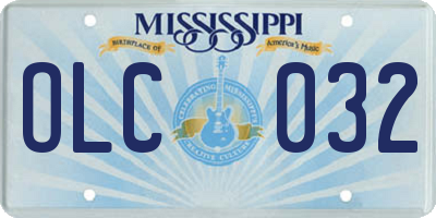 MS license plate OLC032