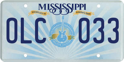 MS license plate OLC033