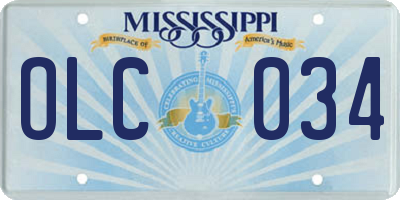 MS license plate OLC034