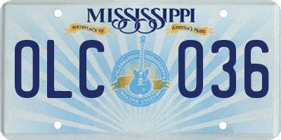 MS license plate OLC036