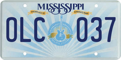 MS license plate OLC037