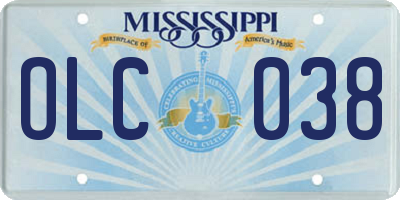 MS license plate OLC038