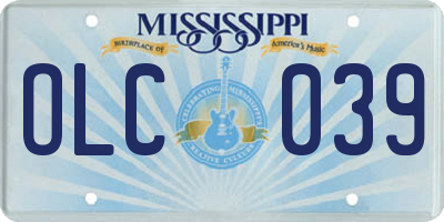 MS license plate OLC039