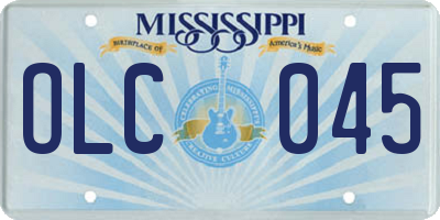 MS license plate OLC045