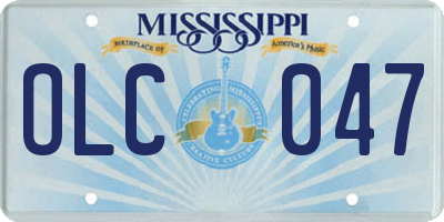 MS license plate OLC047