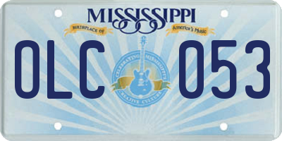 MS license plate OLC053