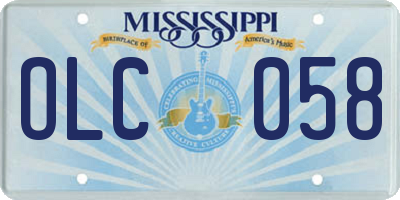 MS license plate OLC058