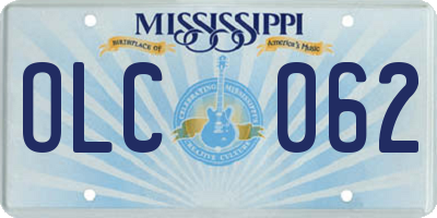 MS license plate OLC062