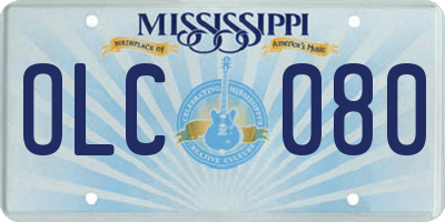 MS license plate OLC080