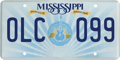 MS license plate OLC099