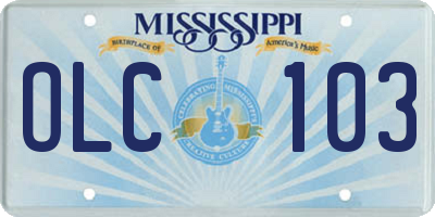 MS license plate OLC103