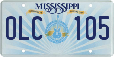 MS license plate OLC105