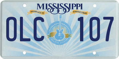 MS license plate OLC107