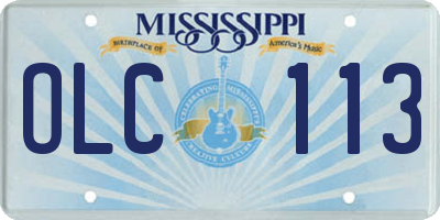 MS license plate OLC113