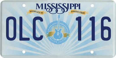 MS license plate OLC116
