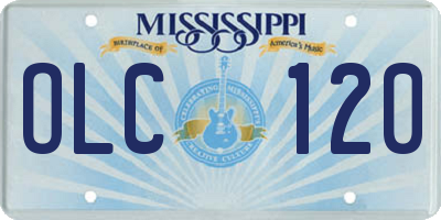 MS license plate OLC120