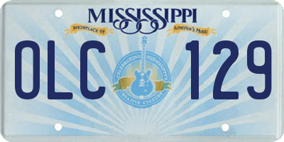 MS license plate OLC129