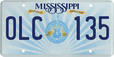 MS license plate OLC135