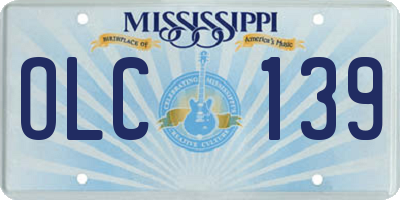 MS license plate OLC139