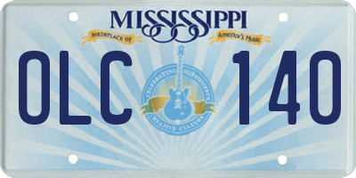 MS license plate OLC140