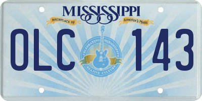 MS license plate OLC143